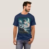 山とともにたそがれる灰色のオオカミ Tシャツ (正面フル)