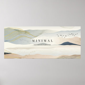 山とゴールデン・ラインの芸術背景。オリエンタル ポスター