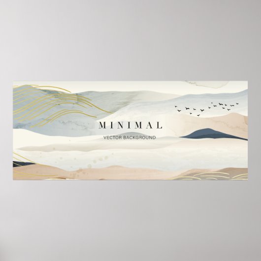 山とゴールデン・ラインの芸術背景。オリエンタル ポスター (正面)