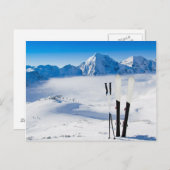 山とスキー用具 ポストカード (正面/裏面)