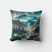 山とテントが美しいキャンピングシーン クッション (正面)