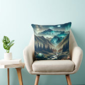 山とテントが美しいキャンピングシーン クッション (椅子)