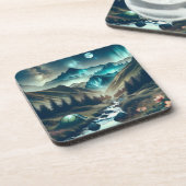 山とテントが美しいキャンピングシーン コースター (左側)