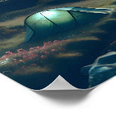 山とテントが美しいキャンピングシーン ポスター (角)