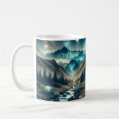 山とテントとキャンピングシーン コーヒーマグカップ (左)