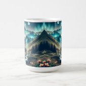 山とテントとキャンピングシーン コーヒーマグカップ (中央)