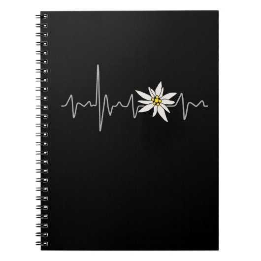 山とハイキングフレンドのためのエーデルワイスのハートビート ノートブック (正面)