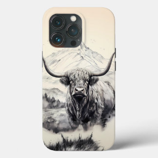 山とハイランド牛iPhoneケ威厳のあるース iPhone 13 Proケース