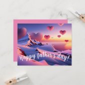 山とハートデザインと父の日カード カード (正面/裏面インサイチュ)