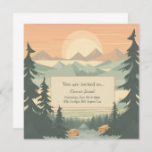 山とピンツリーカスタマイズ可能招待状 セーブザデート (正面/裏面)