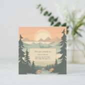 山とピンツリーカスタマイズ可能招待状 セーブザデート (スタンド正面)