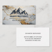 山とフォレストのロゴ |金ゴールド白大理石 名刺 (正面/裏面)