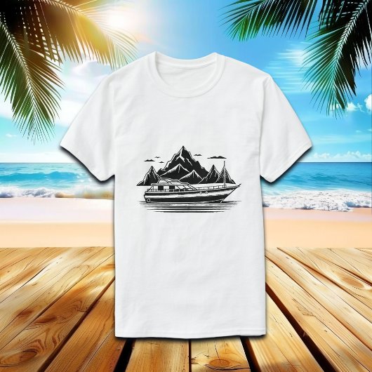 山とボート Tシャツ