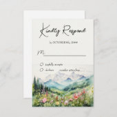 山とワイルドフラワーの水性塗料 出欠カード (正面/裏面)