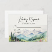 山とワイルドフラワーの水性塗料 出欠カード (正面/裏面)