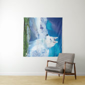 山と北の光を持つハスキー犬 タペストリー (インサイチュ(横))