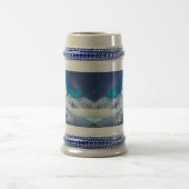 山と北の光を持つハスキー犬 ビールジョッキ (中央)