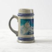 山と北の光を持つハスキー犬 ビールジョッキ (左)