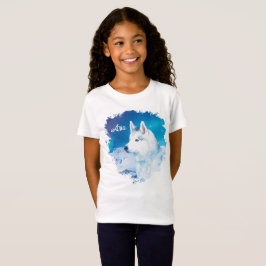 山と北の光を持つハスキー犬 Tシャツ