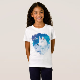 山と北の光を持つハスキー犬 Tシャツ