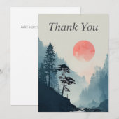山と夕日のサンキューカード 招待状 (正面/裏面)