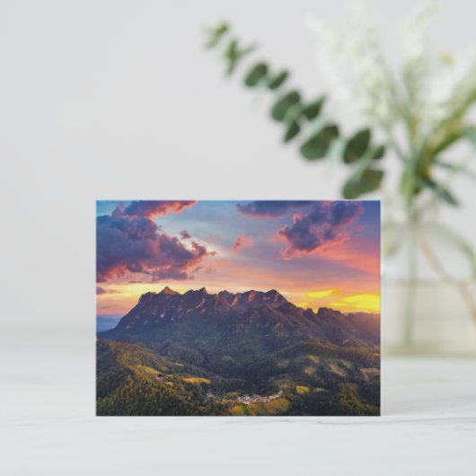 山と夕日 ポストカード (スタンド正面)