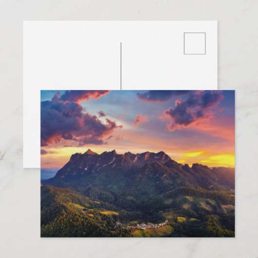 山と夕日 ポストカード (正面/裏面)