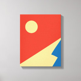 山と太陽のミッドセンチュリー幾何学芸術 キャンバスプリント
