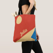 山と太陽のミッドセンチュリー幾何学芸術 トートバッグ (クローズアップ)