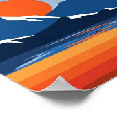 山と太陽の壁の芸術を明るい色で ポスター (角)