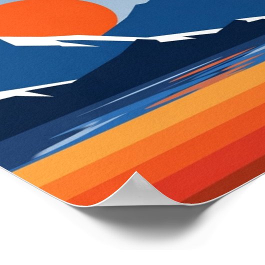 山と太陽の壁の芸術を明るい色で ポスター (角)