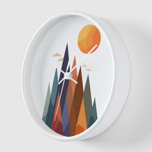 山と太陽の風景 壁時計 (傾斜)