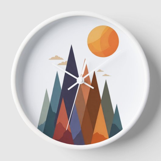 山と太陽の風景 壁時計 (正面)