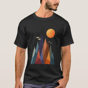 山と太陽の風景 Tシャツ