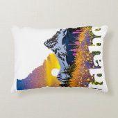 山と山花のあるアイダホの形 アクセントクッション (正面)