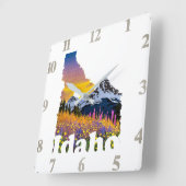 山と山花のあるアイダホの形 スクエア壁時計 (傾斜)