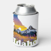 山と山花のあるアイダホの形 缶クーラー (缶正面)