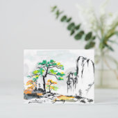 山と山里の風景 ポストカード (スタンド正面)