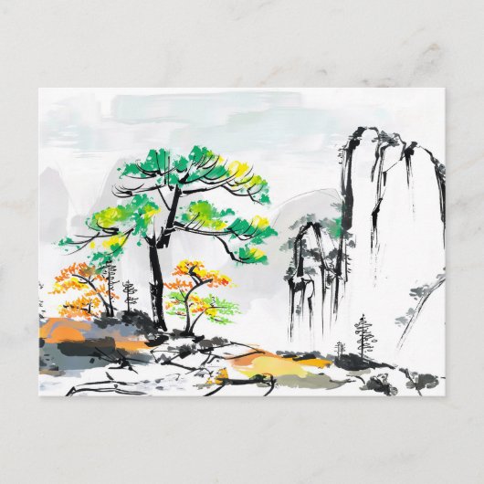 山と山里の風景 ポストカード (正面)
