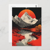 山と川と月 ポストカード (正面/裏面)