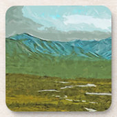 山と川のデナリ抽象芸術 コースター (正面)