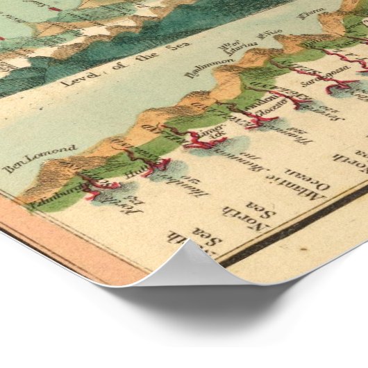 山と川の地図 ポスター (角)