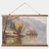 山と川の夕日 吊り下げ型タペストリー (正面)