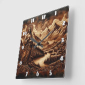 山と川の風景の中のイエス スクエア壁時計 (傾斜)