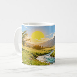山と川の風景マグ コーヒーマグカップ