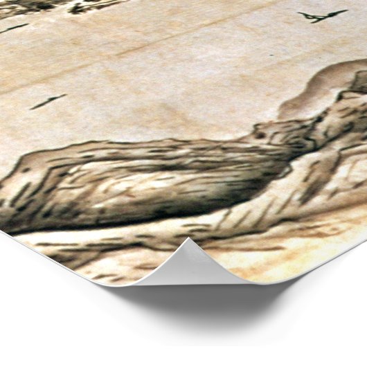 山と川の風景 ポスター (角)