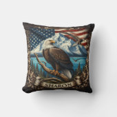 山と旗のあるハゲのワシ クッション (正面)