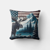 山と旗の背景に向かって歩く クッション (正面)