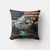 山と旗の背景を持つマウス クッション (正面)