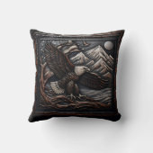 山と旗を持つイーグル彫刻デザイン クッション (裏面)